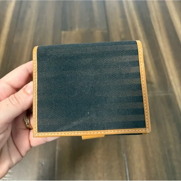 Vintage Fendi G-11749 Black & Tan Striped Photo Wallet Designer - Picture 4 of 11